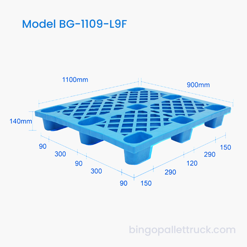 palette en plastique de HDPE de neuf pieds de faible puissance durable de 1100×900mm pour la manutention matérielle