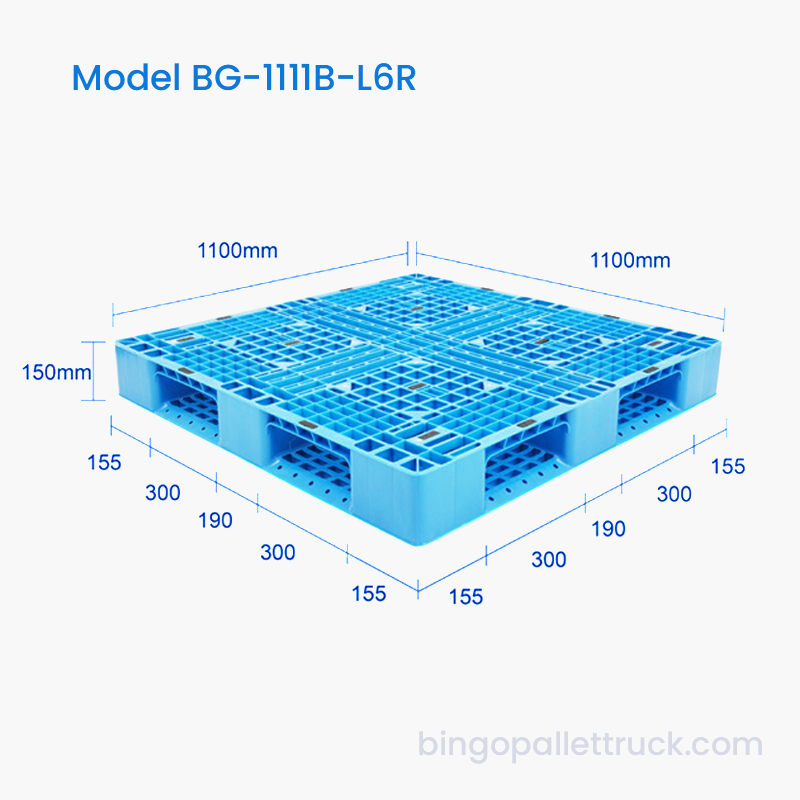 palette en plastique de six coureurs de 1100x1100mm pour l'utilisation d'entrepôt de stockage à froid