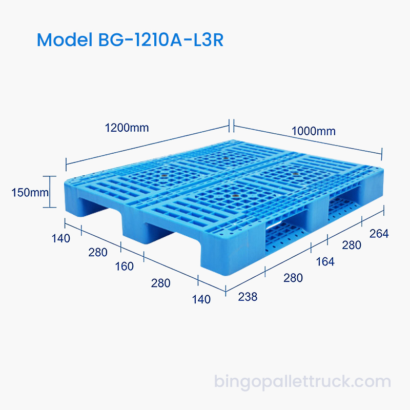 Palette en plastique légère à 3 canaux, 1200x1000mm, pour entrepôt
