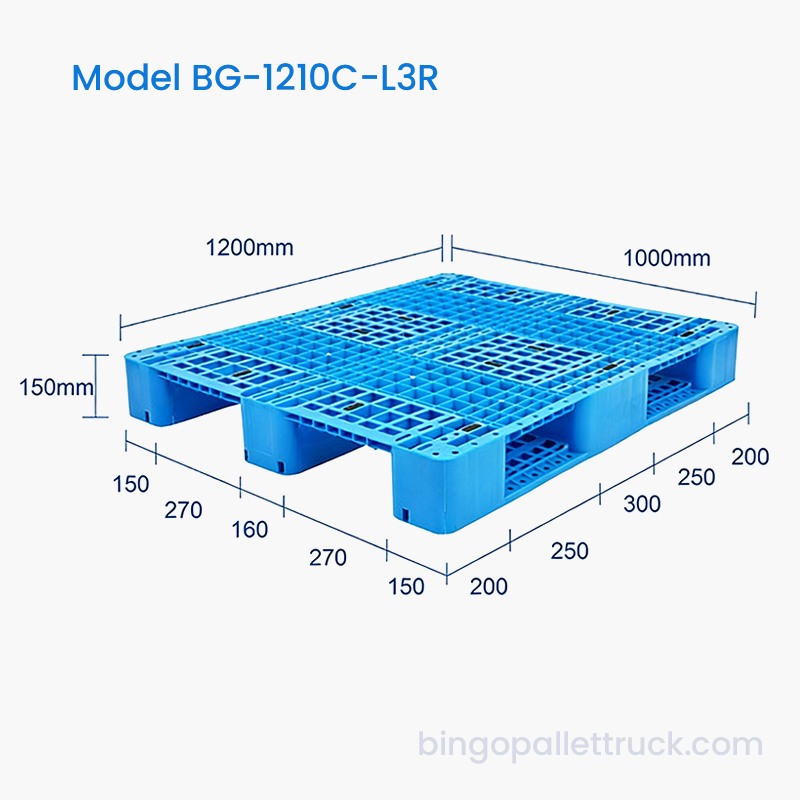 Palette en plastique 1200x1000mm avec glissières renforcées pour charges lourdes et légères