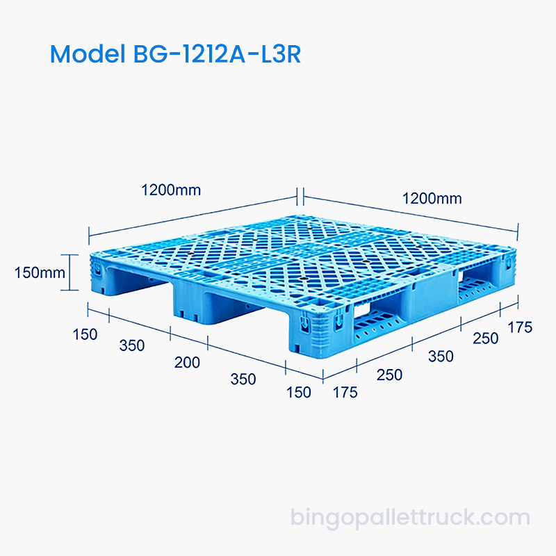 Palette rentable à 3 glissières de 1 200 x 1 200 mm avec barres d'acier et capacité de charge fiable