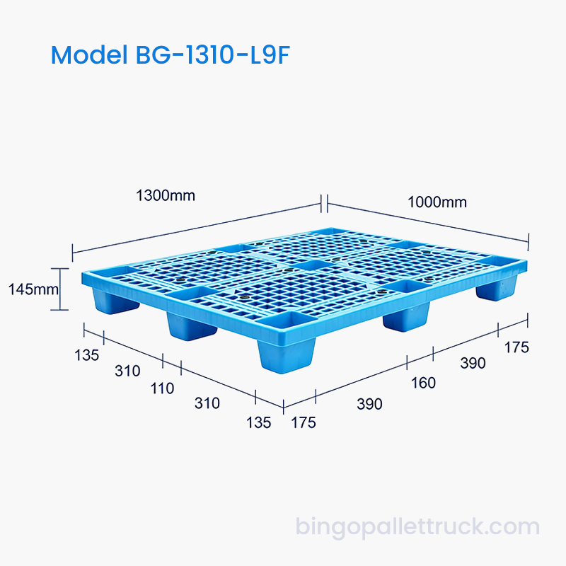 Palette en plastique légère à 9 pattes, haute résistance, 1300x1000mm, pour la logistique