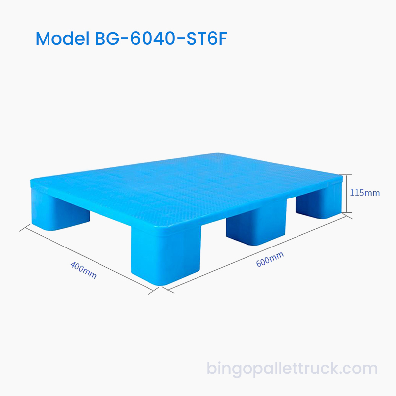 Palette en plastique légère à dessus solide de 600 × 400 mm à 6 pieds