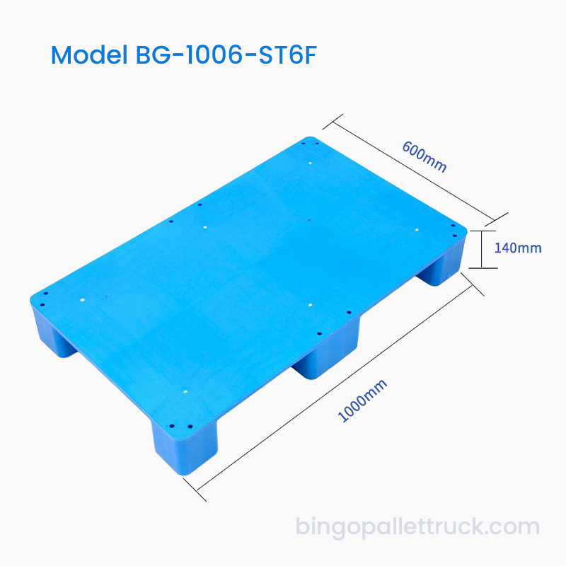 palette en plastique supérieure solide de 1000x600mm six pieds de style pour la logistique