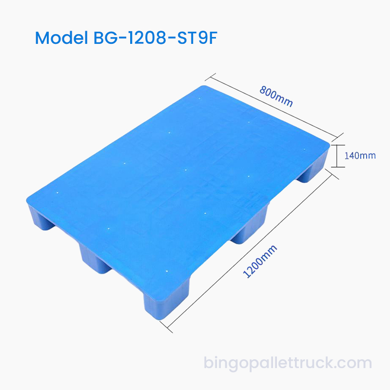 Palette en plastique recyclable de 9 jambes du dessus solide 1200x800mm pour la logistique