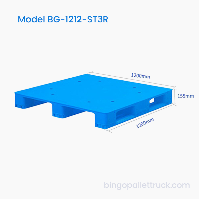 palette en plastique supérieure solide de 1200x1200mm trois coureurs pour la logistique lourde