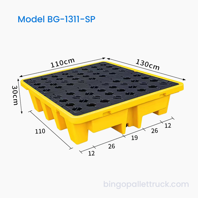 Palette en plastique anti-fuite 1300x1100mm avec surface en grille pour bacs IBC