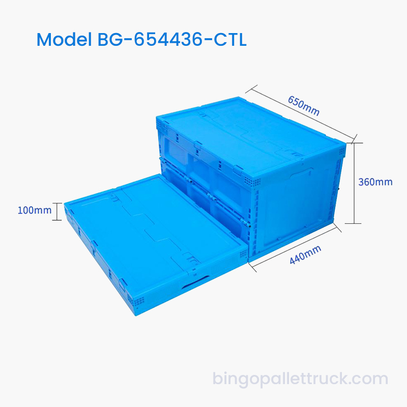 Boîte fourre-tout en plastique pliable de 80 L avec couvercle pour entrepôt