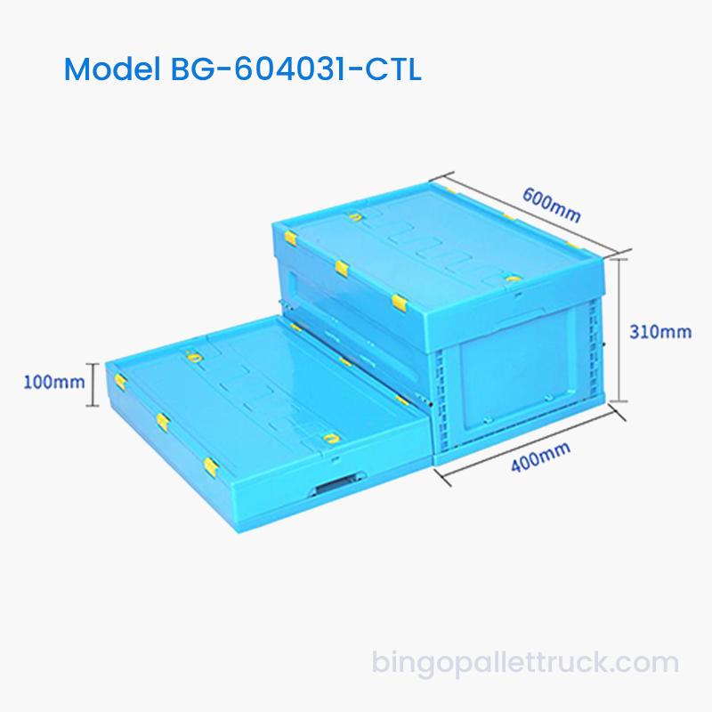 Fourre-tout en plastique pliable de 57 L avec couvercle pour le stockage en entrepôt