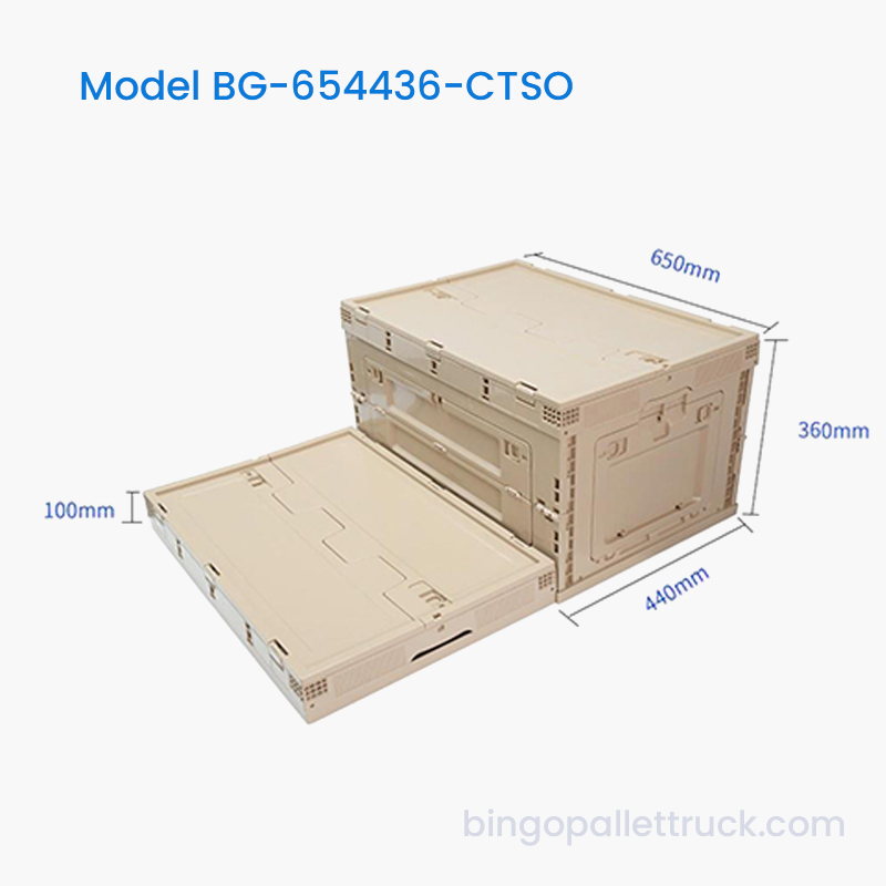 Fourre-tout en plastique pliable robuste de 80 L avec porte ouverte sur le côté