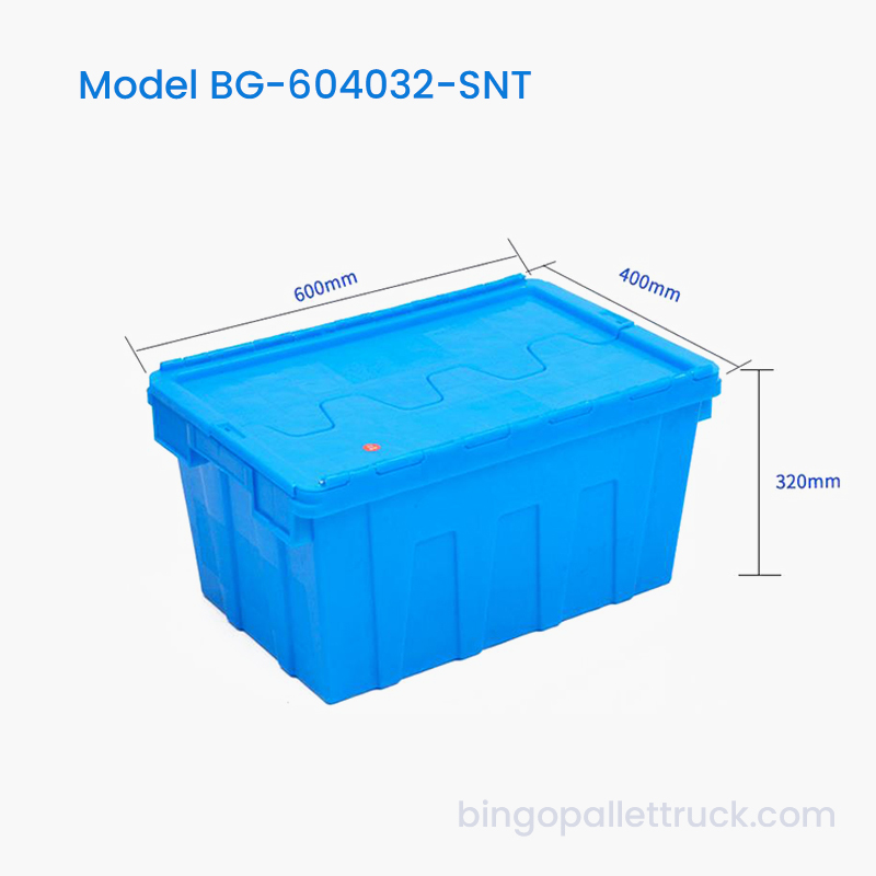 Boîte fourre-tout en plastique empilable et nid de 63 L pour le stockage en vrac en entrepôt