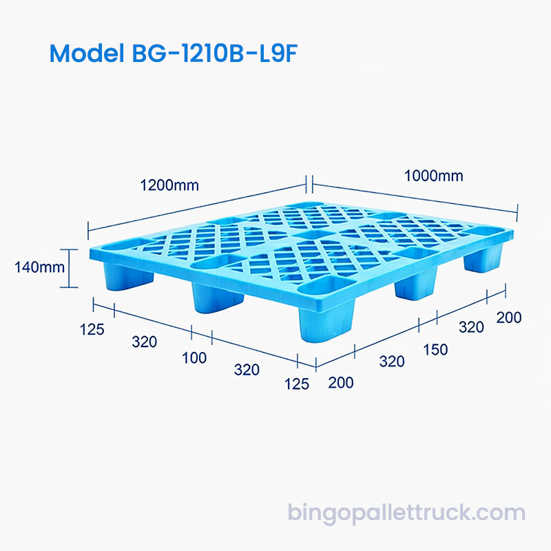 Palette en plastique légère de 9 pieds de 1200x1000mm pour le stockage au détail