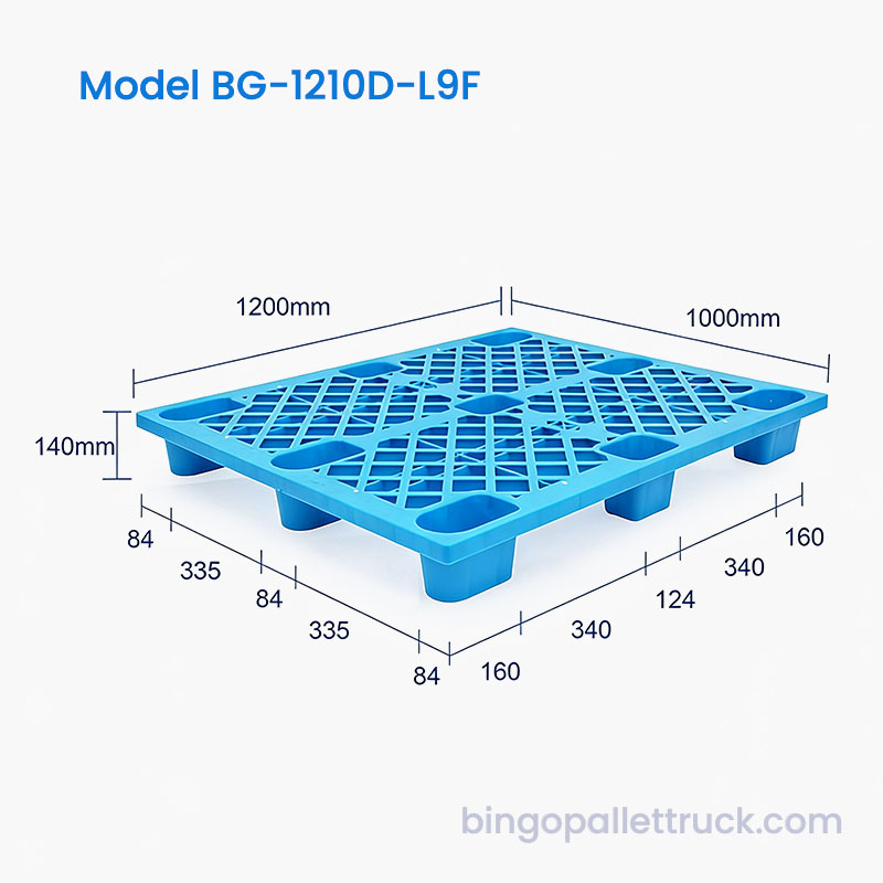 Palette en plastique 1200x1000mm avec surface de grille antidérapante pour la logistique