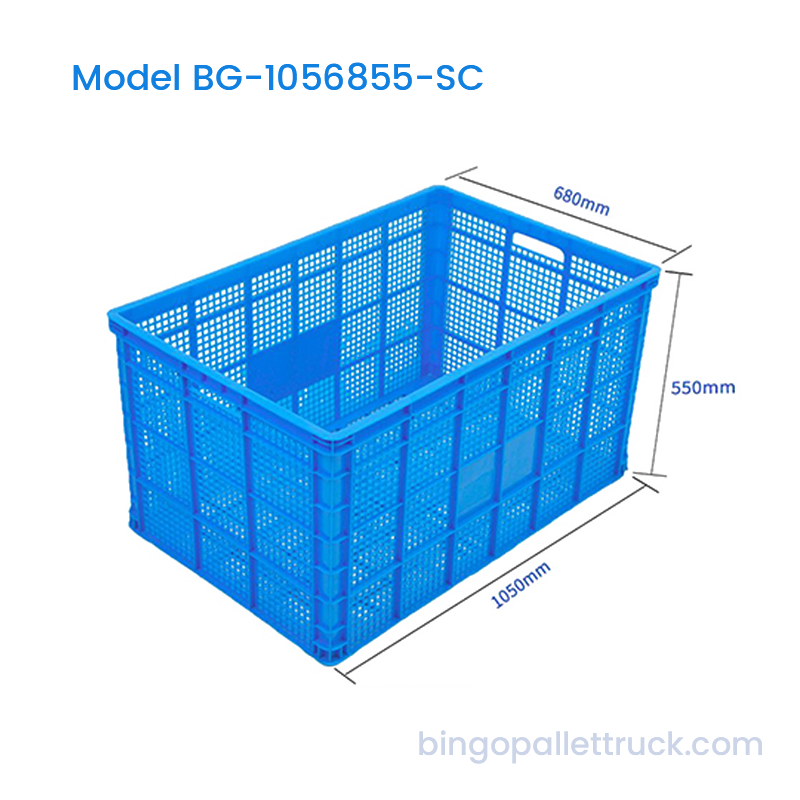 Caisse en plastique empilable robuste de 327 L pour le stockage de marchandises en vrac